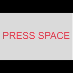 Press SPACEBAR - text quickly grows in size, then shrinks back smoothly. Animated scaling effect.