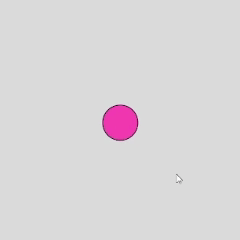 Hold UP_ARROW - makes a central circle pulse bigger and smaller. Continuous pulsating interaction.
