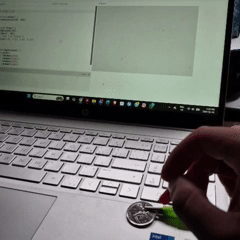 Tapping the coin connected to the SPACEBAR on the Makey Makey creates sharp random lines across the canvas, forming abstract patterns.